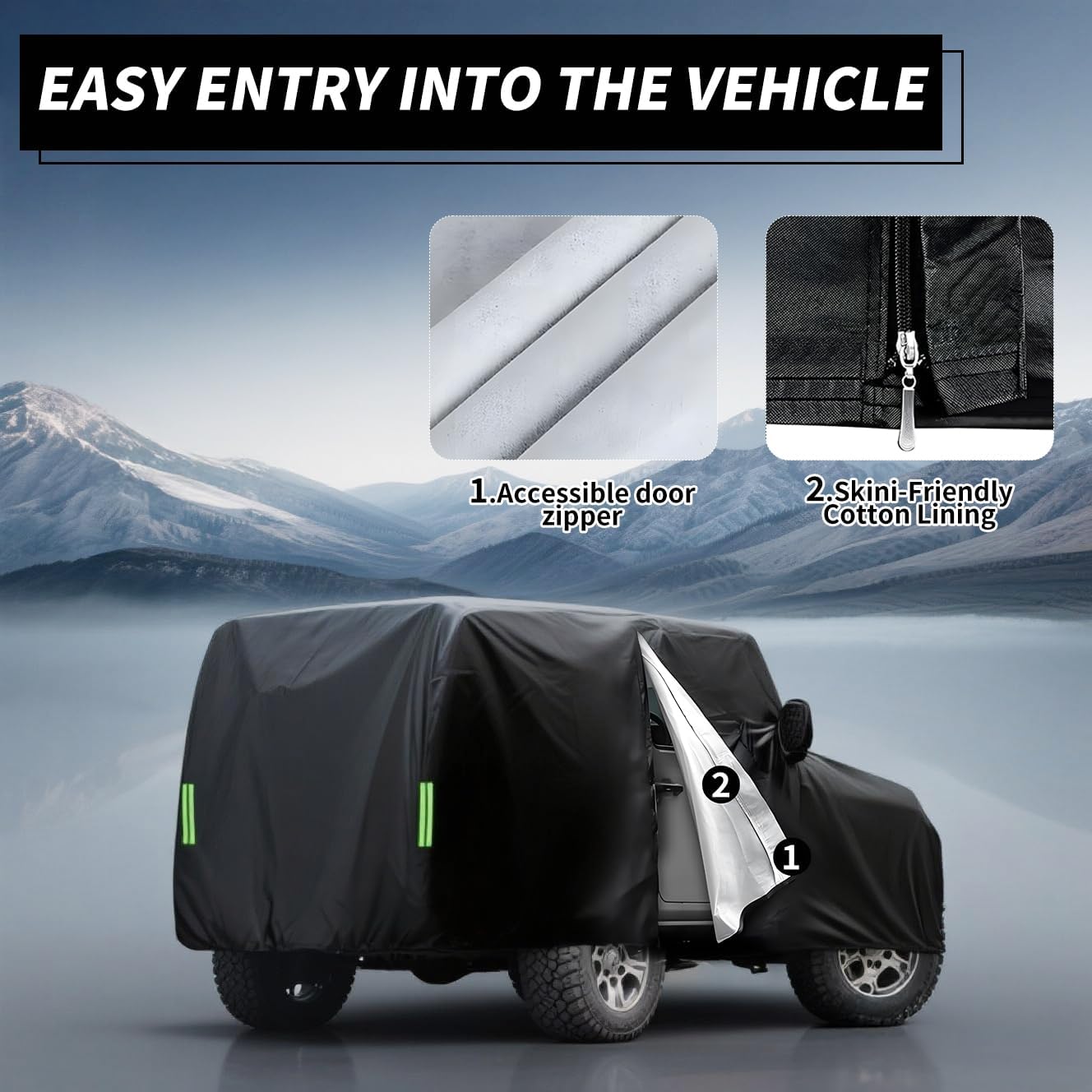 for Jeep Wrangler Cover Waterproof 2 Door, All Weather for Jeep Rain Cover for Automobiles, Outdoor Full Exterior for Jeep Covers Fits JK JL TJ YJ CJ