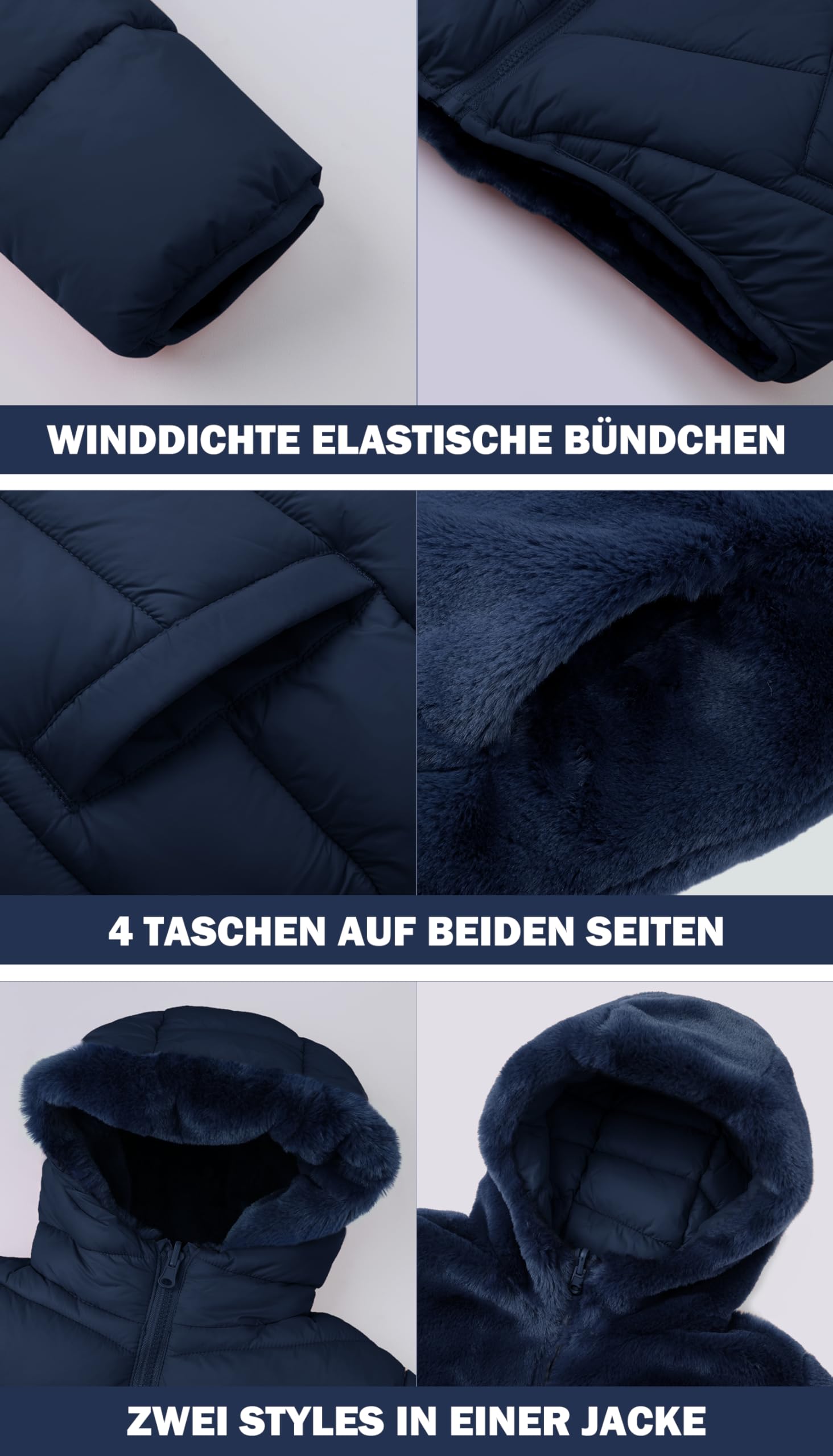 maoo garden Mädchen Winter Reversible Puffer Jacke Kinder Schwergewicht Faux-Daunen Fuzzy Fleece gefüttert Wasser-Resistant Coat