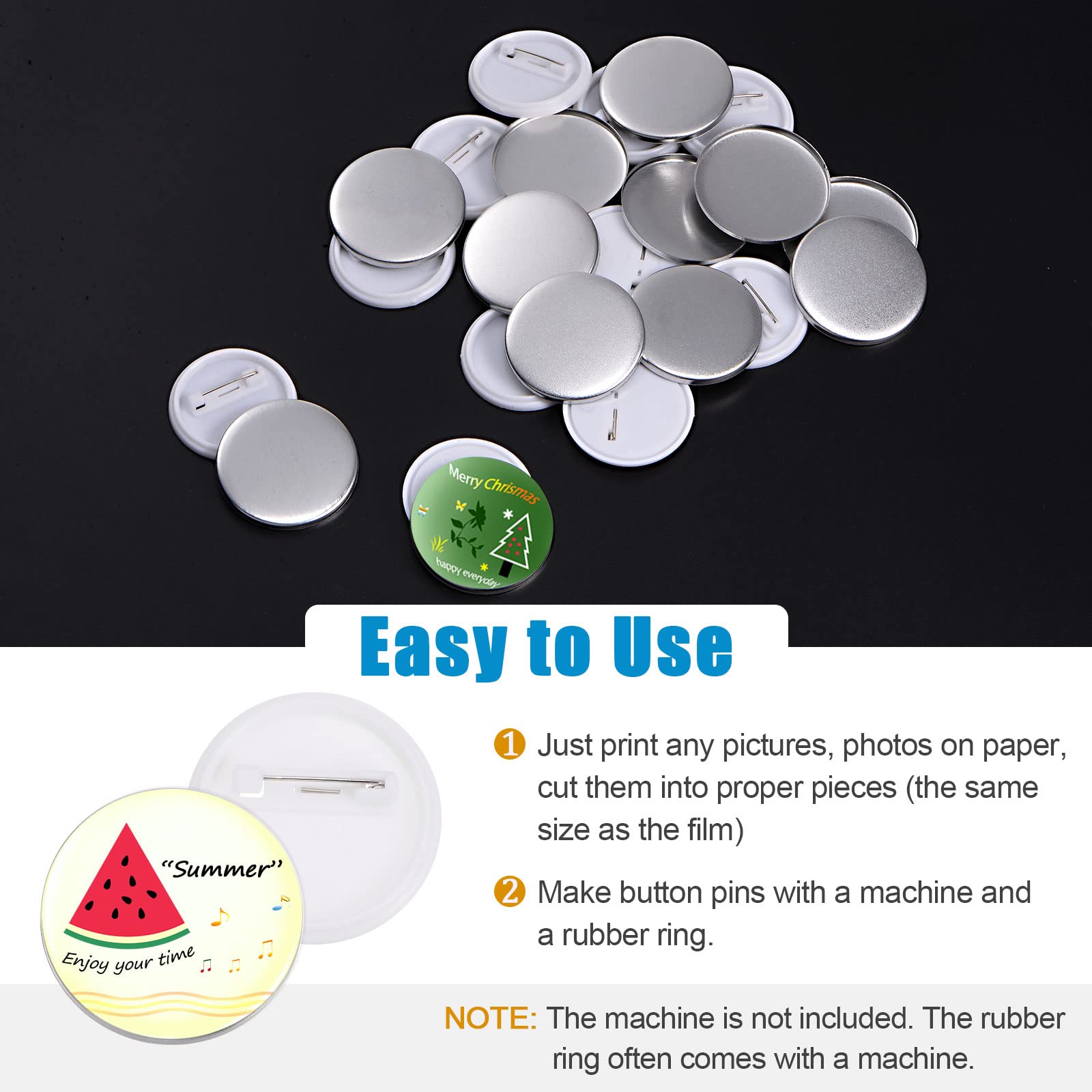 Sourcing Map Set da 120 pezzi di parti rotonde in metallo e plastica, 32 mm, pellicola trasparente per macchina per la creazione di bottoni