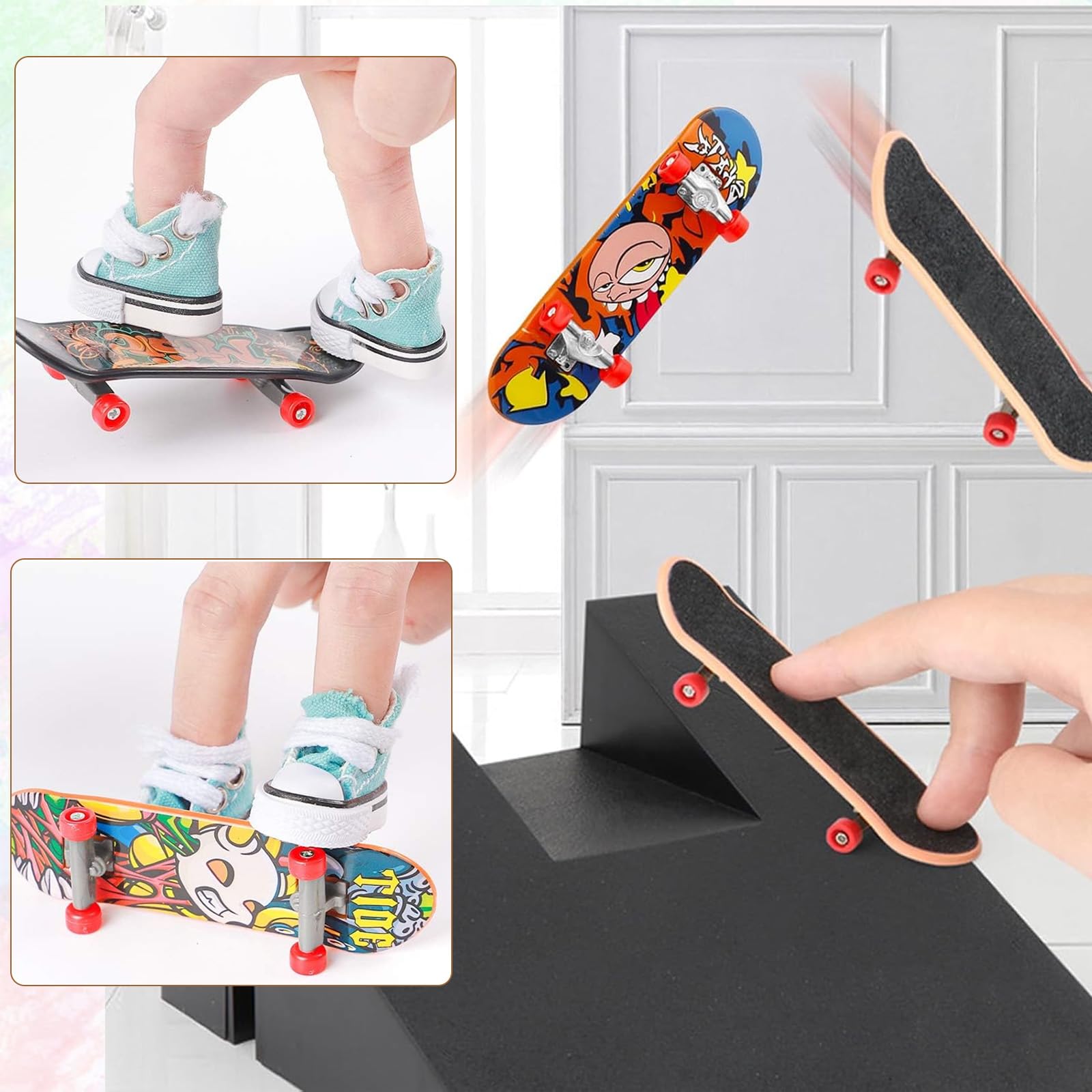TecoKart® 5 PCS Fingerboard Set, Mini Skateboard with Screwdriver, Self-Assembly Deck Finger Board Toy, Mini Toys for Skate Lovers, Kid 2
