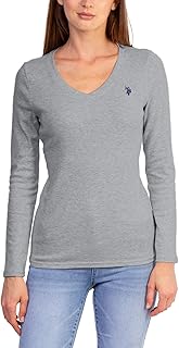 U.S. Polo Assn. USPA Long Sleeve Rib V-Neck Tee Heather Grey MD