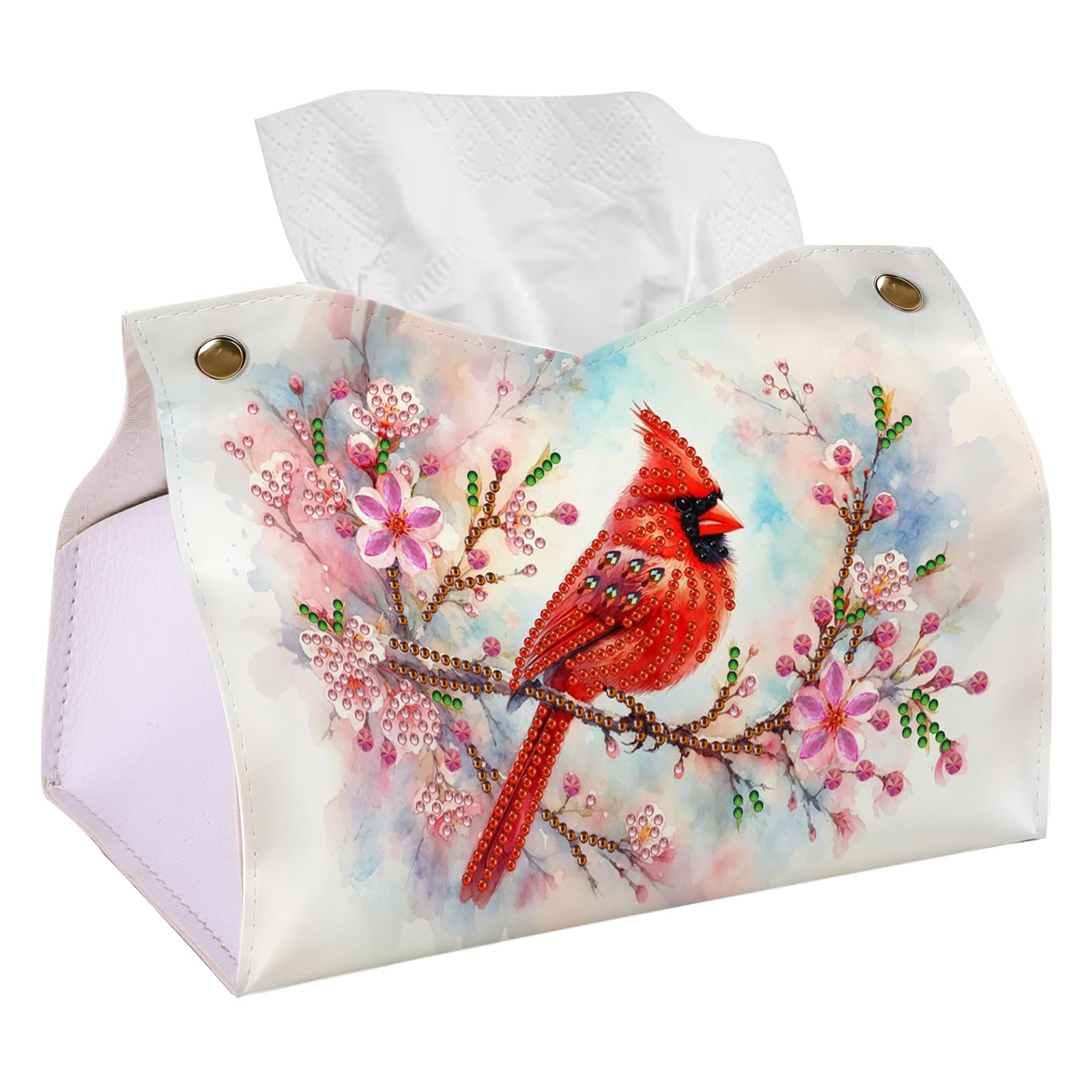 Cardinal Plum DIY Diamond Painting Tissue Box for Adults & Beginners