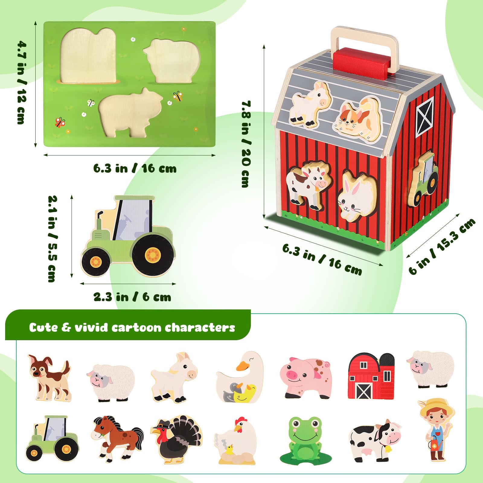 Juego de Granja para Niños de Madera, 1 Set, Animales de Granja