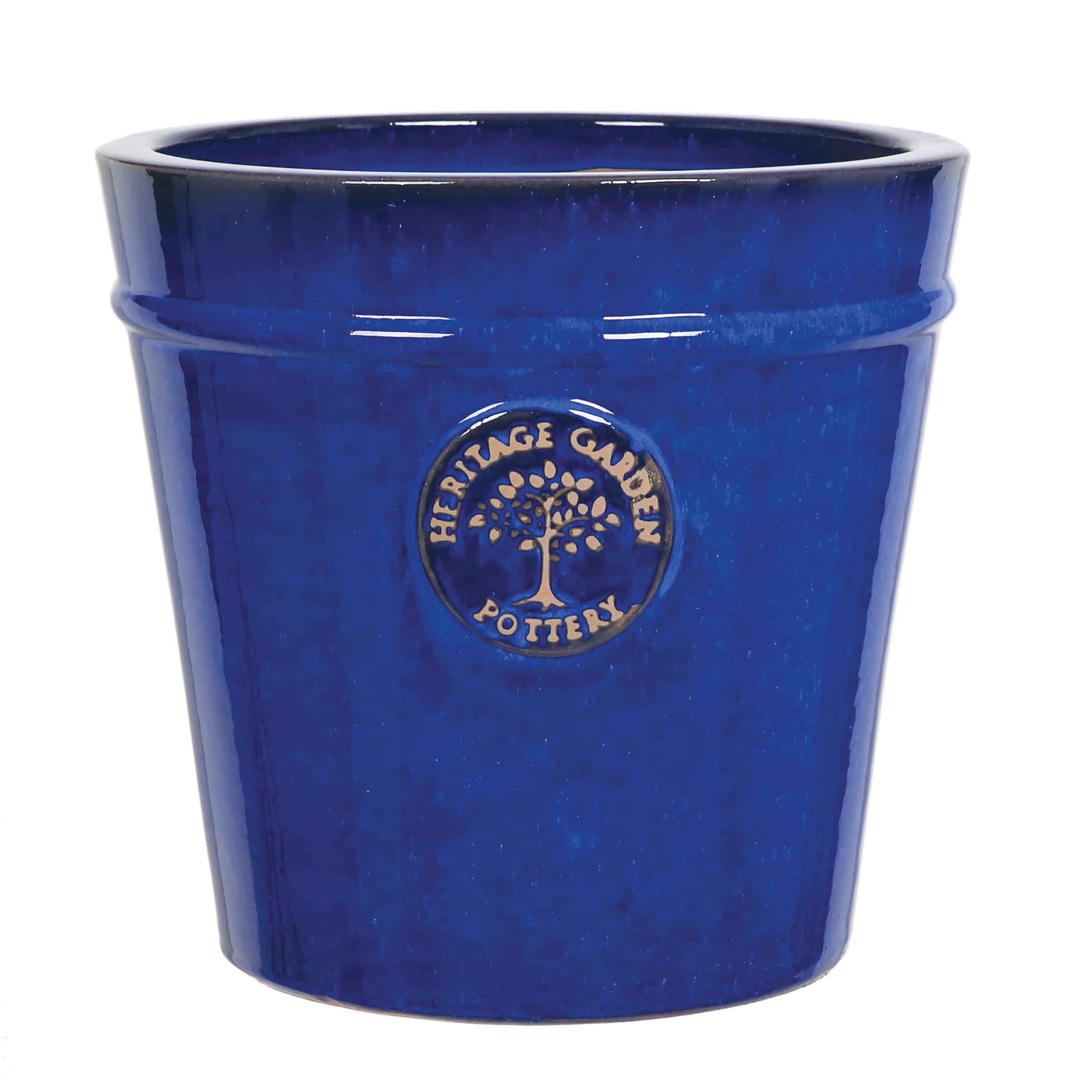 MAISONICA Large 33cm Blue Heritage Garden Ceramic Planter Plant Flower Pot - Frost Proof