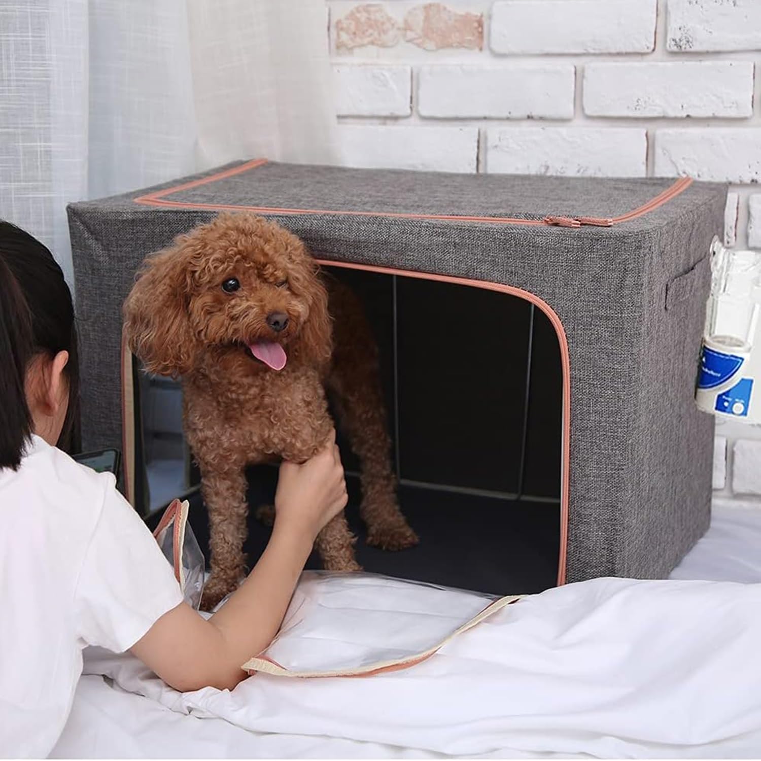 Household Puppy Cat Oxygen Therapy Box, Foldable Small Hamster Pet Inhalation Atomization Nest, Animal ICU Cage for Cough Breathing/Treatment(66L)