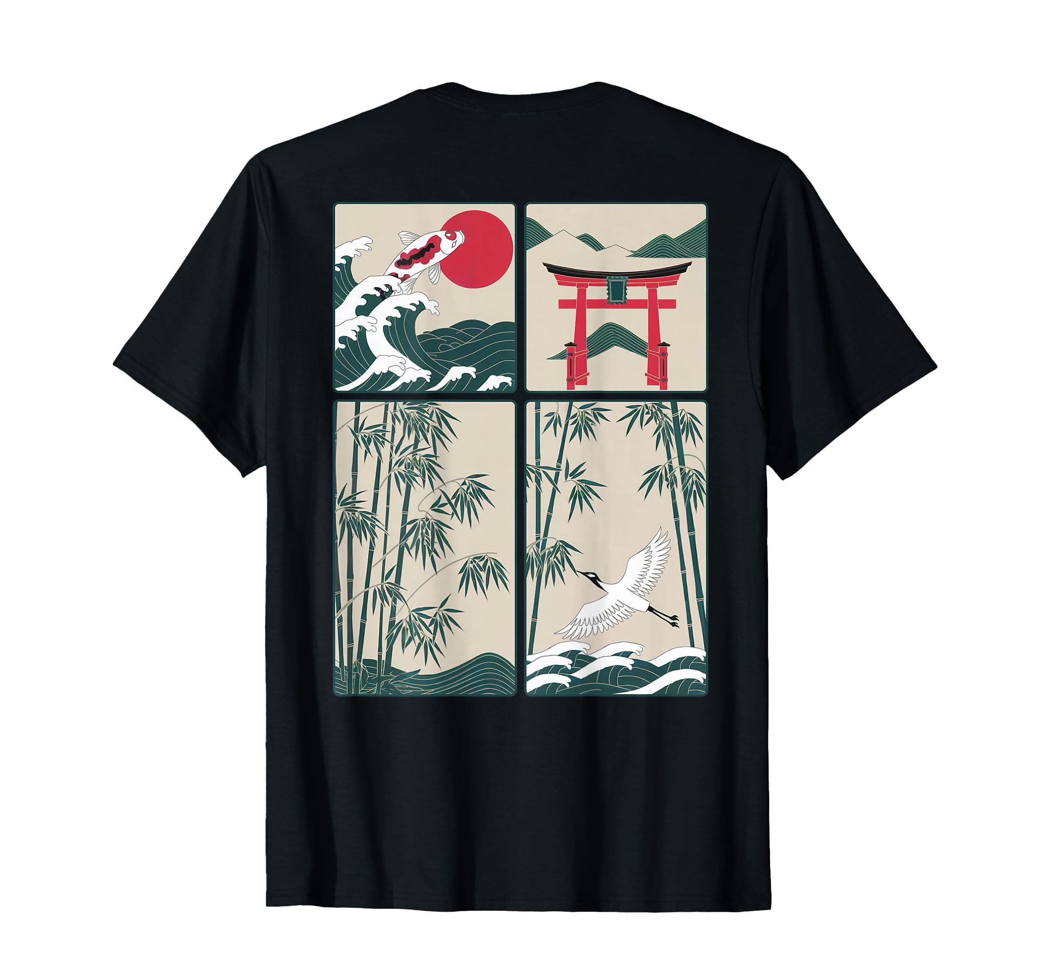 Japanese Koi Fish The Great Wave off Kanagawa Kanji (BACK) T-Shirt