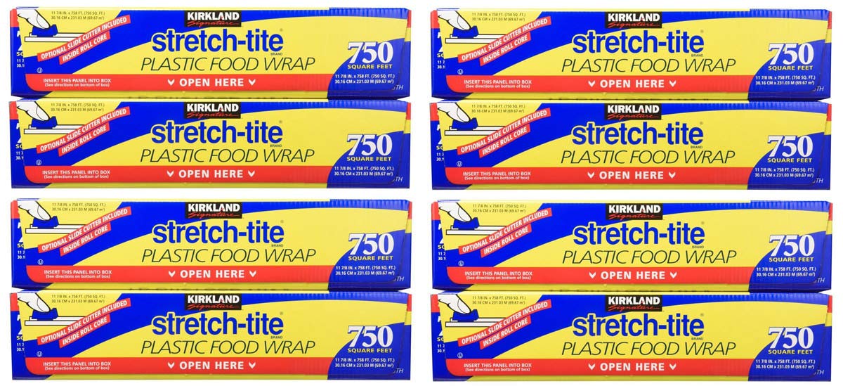 Kirkland Signature NCVBHDGH Stretch-Tite Plastic Wrap - 11 7/8 x750 Feet - 2 pk Pack of 4