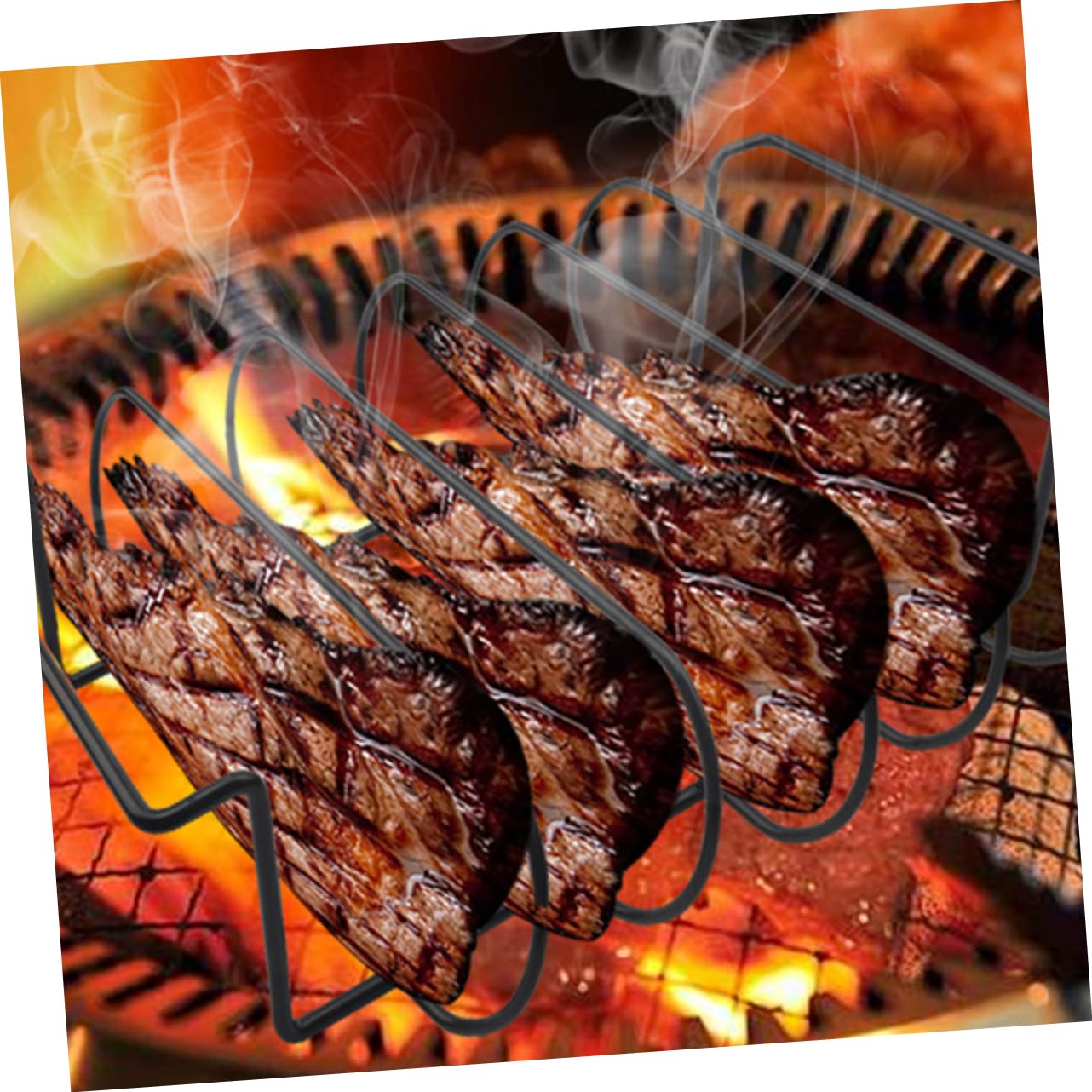 FONDOTIN 1Pc Durable Barbecue Rack Practical Barbecue Stand for Outdoor Grilling for Steak Chicken Heavy Duty Grill Shelf BBQ Accessory for Garden Patio