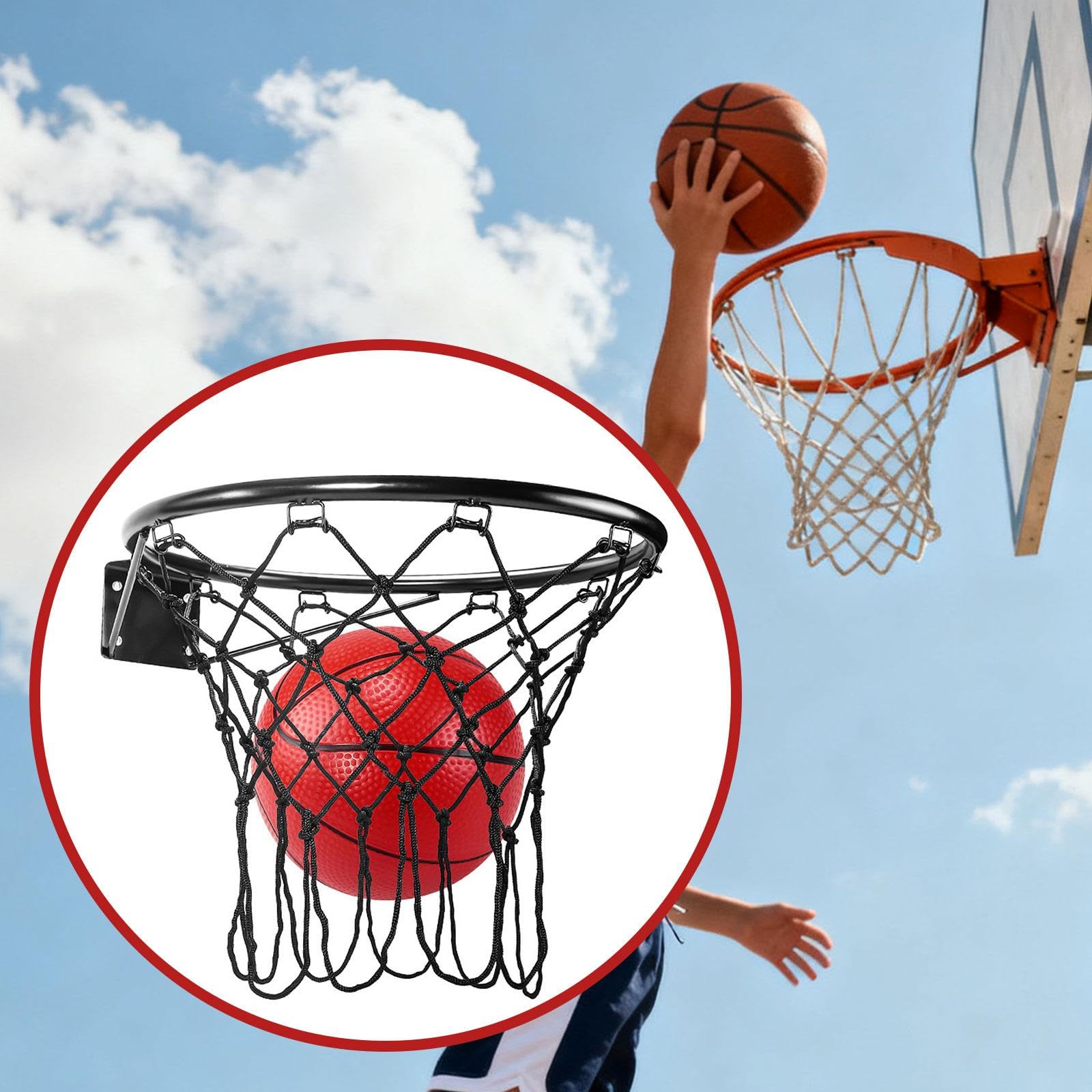 Qianly Canestro Basket con Supporto a Muro, Set Pallacanestro Giocattolo Palla Rete Ferro Robusta, Facile da Installare, Adatto per Bambini Cameretta Palestr, 32 Cm