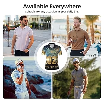 Mosytuky 2025 New Year 5 Print Polo Shirts for Men Dry Fit