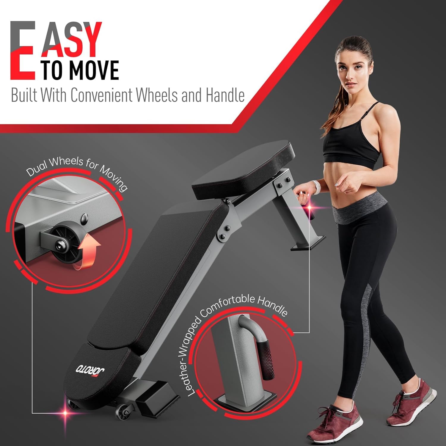 JOROTO MD80 Panca Pesi Regolabile - Panca Palestra Con Carico Totale Di 450 Kg, Esercizi Su Panca Verticale, Inclinata, Inclinata e Piana