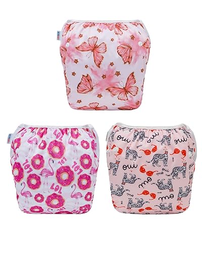ALVABABY - 2 pañales de natación reutilizables ajustables para regalos de bebé y clases de natación Ballena y Barco