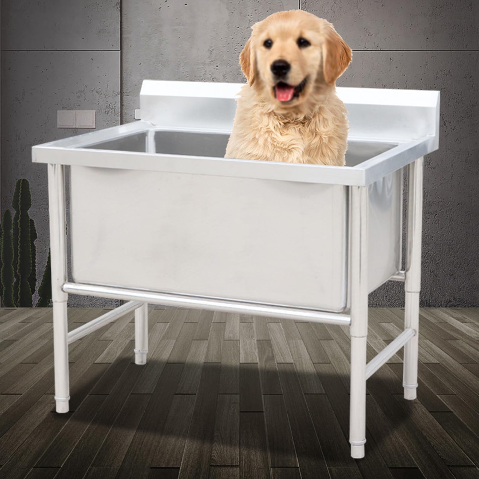 Vasca per toelettatura Cani, Stazione Professionale per Il Bagno dei Cani in Acciaio Inossidabile, Stazione per Il Lavaggio dei Cani, lavandino con Doccia,31in/80cm