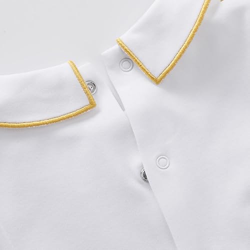 Vista 4 de pureborn Mono unisex para bebé, niños y niñas, de algodón, para primavera y otoño, mameluco de una pieza, traje de bautismo, color blanco, 0-24 meses