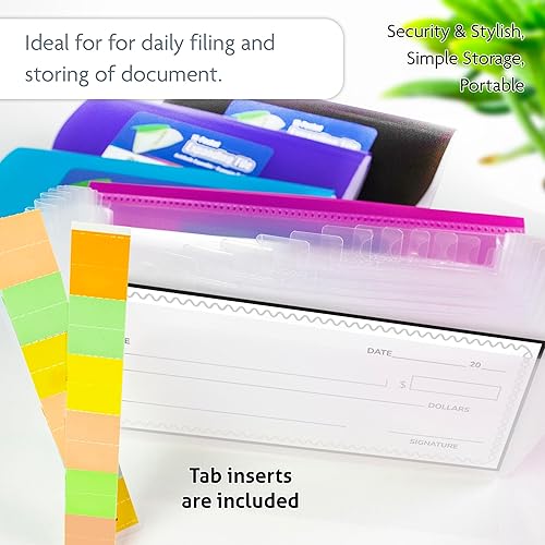 Vista 4 de BAZIC Products Carpeta de archivos expandible de 13 bolsillos, carpetas de archivos de plástico tamaño cupón con bolsillo con pestañas