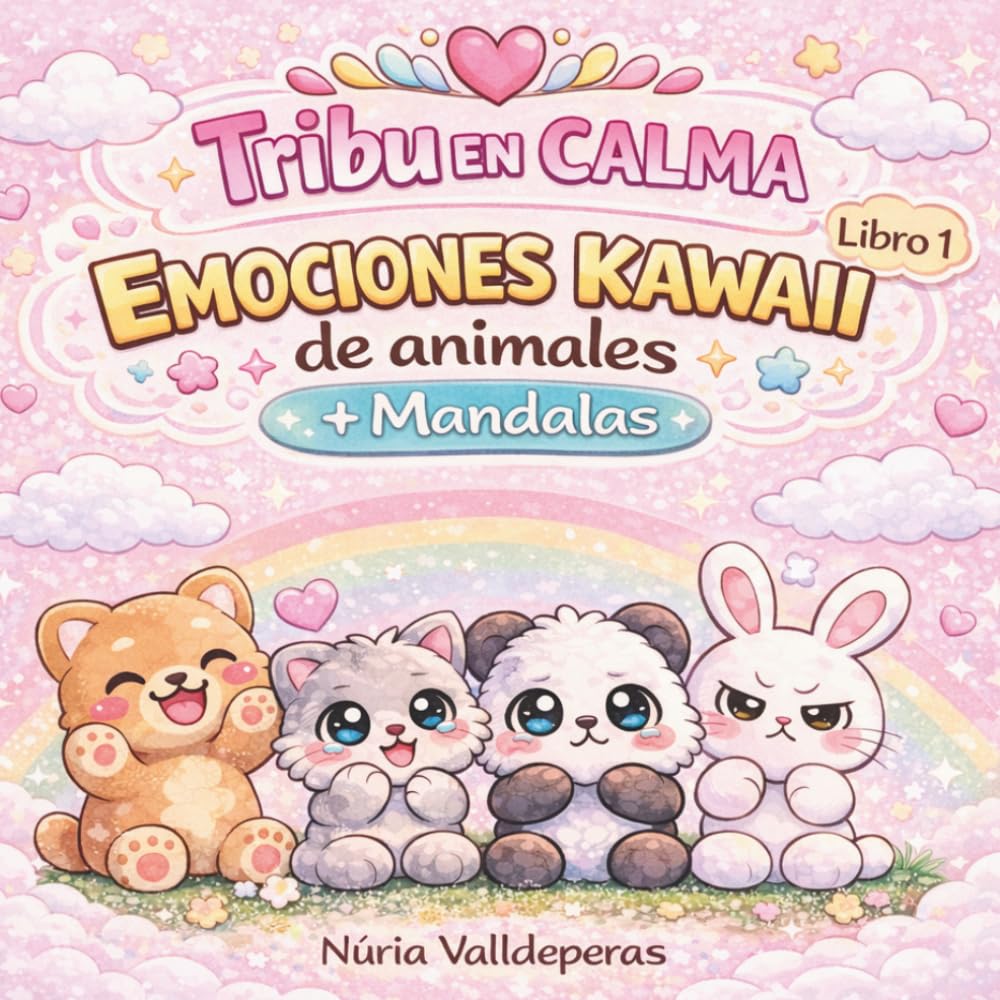 Tribu en Calma: Emociones kawaii de animales + mandalas para colorear