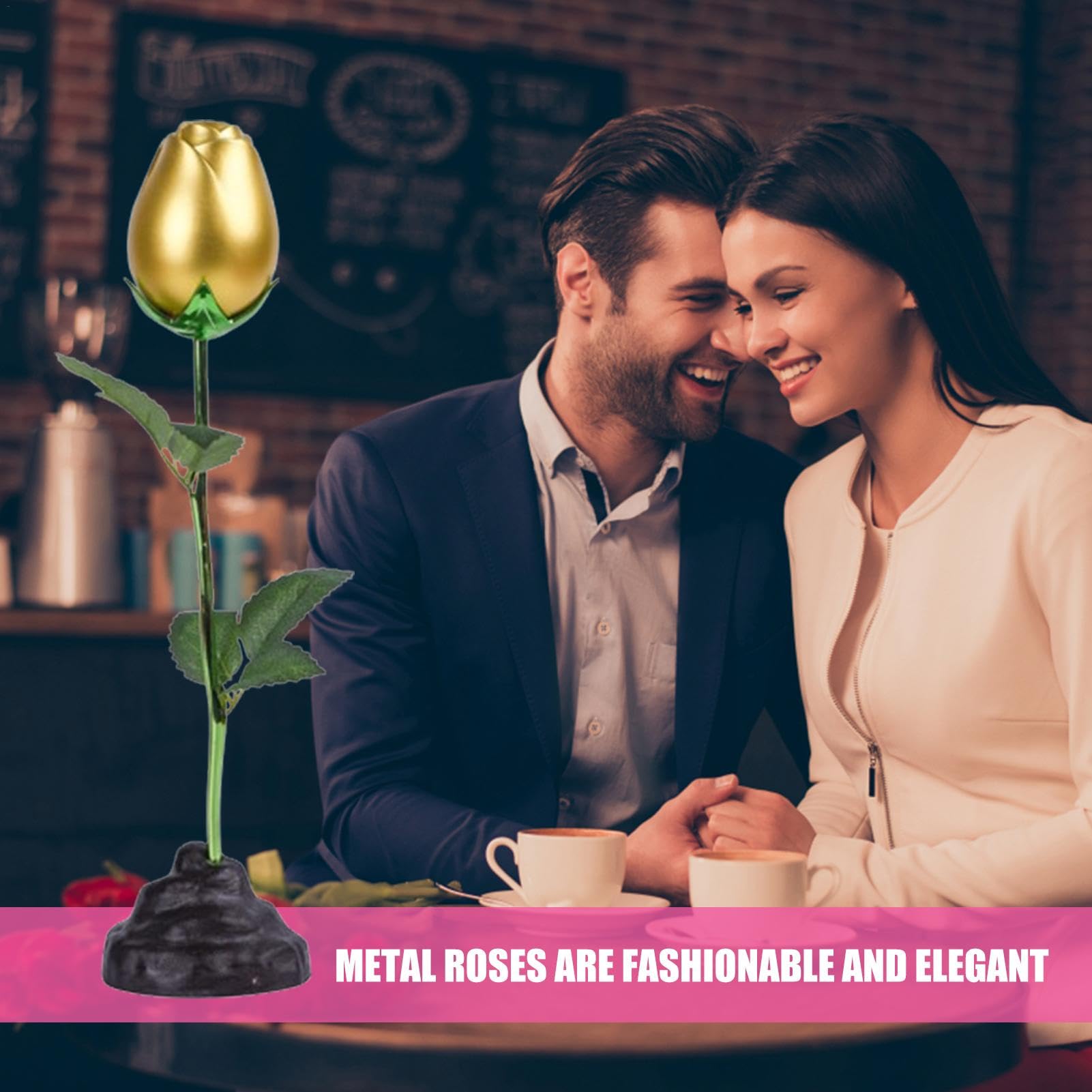 Amazon｜金属製の花の置物、金属製のバラの像 - 立っている