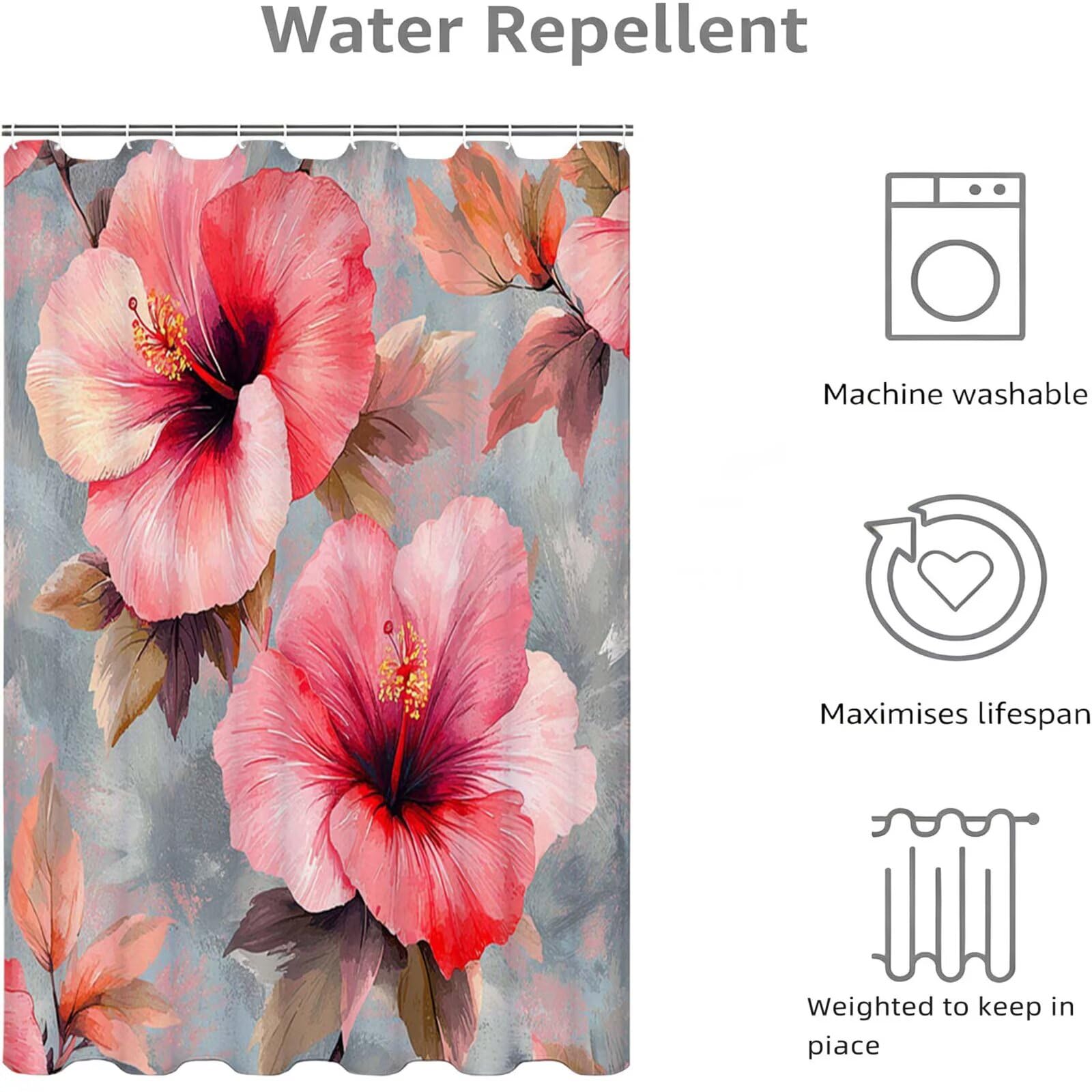 Rosa Duschvorhang, 150x200cm Duschvorhang Badewanne L-58
