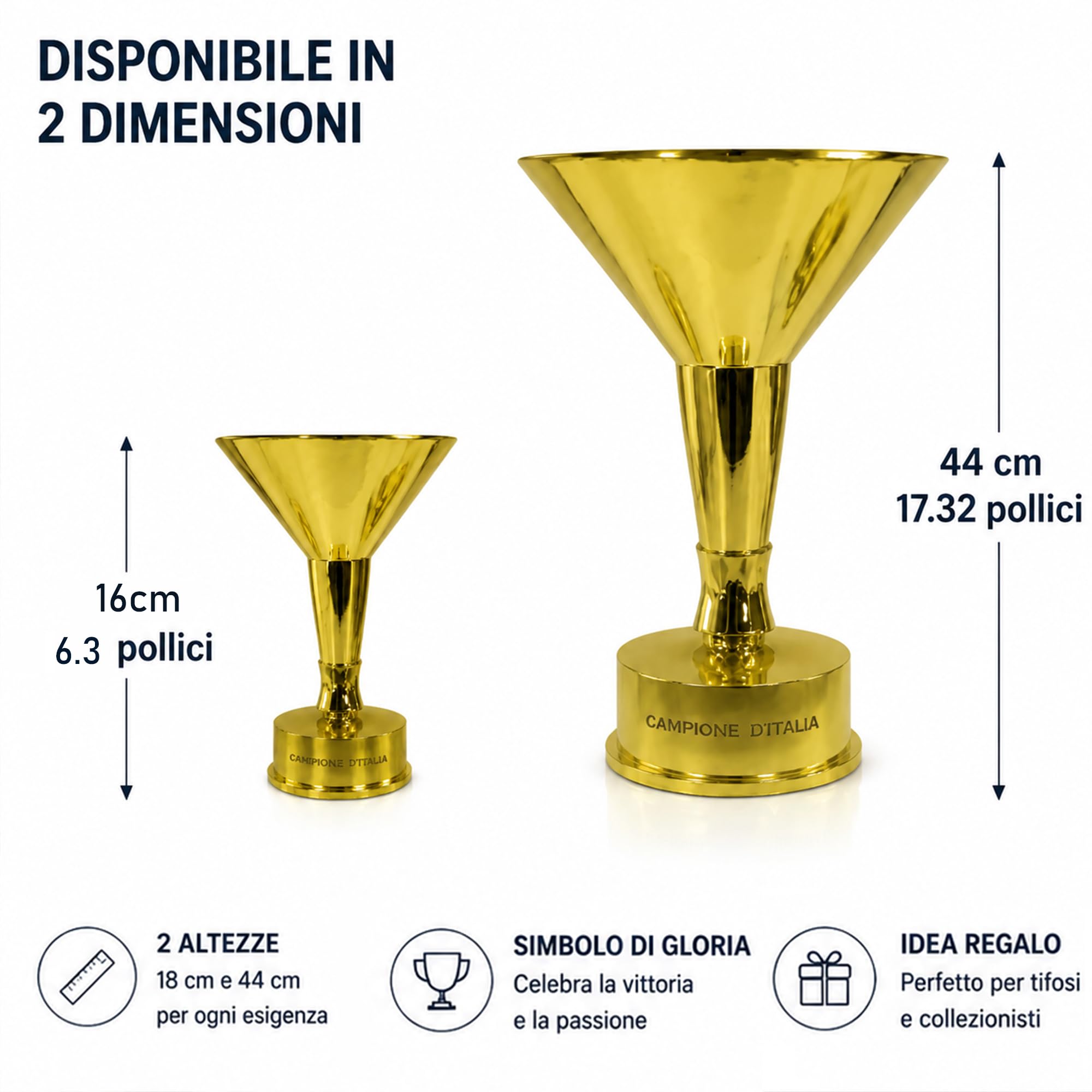Replica Trofei Campione Serie A,Trofeo Calcio Italiano, Decorazione per Casa, Ufficio e Club di Tifosi, Ornamento da Esposizione, Souvenir e Regalo per Appassionati di Calcio,16cm