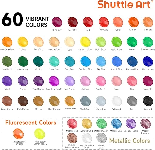 Miniatura 51 de Shuttle Art Pintura acrílica metálica de 30 colores, pintura metálica de grado artista en botellas (2.3 onzas líquidas, 2 onzas), rica pigmentación