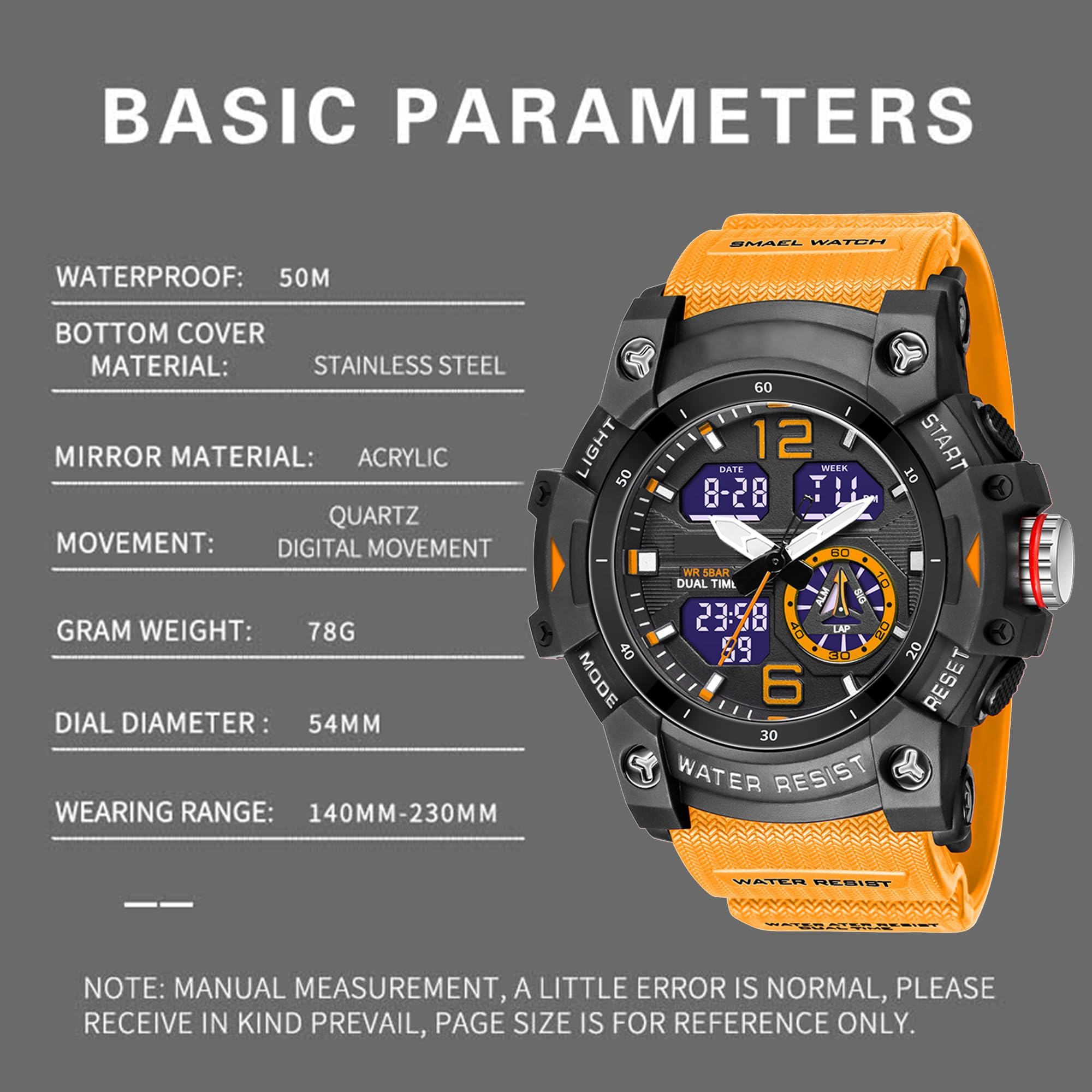 findtime Montres militaires pour homme - Montre numérique et analogique - Étanche - Montre sportive - LED - Calendrier - Réveil - Chronomètre avec bracelet - Montre tactique - Pour homme - Extérieur