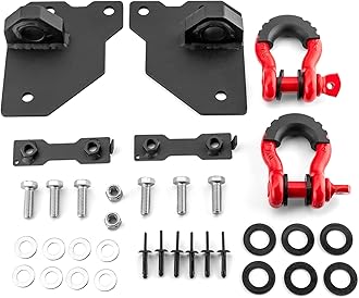 Wsays Front bumper Tow Hook and 3/4" D Ring Shackle Red Compatible with Jeep Commander Grand Cherokee 2005-2011