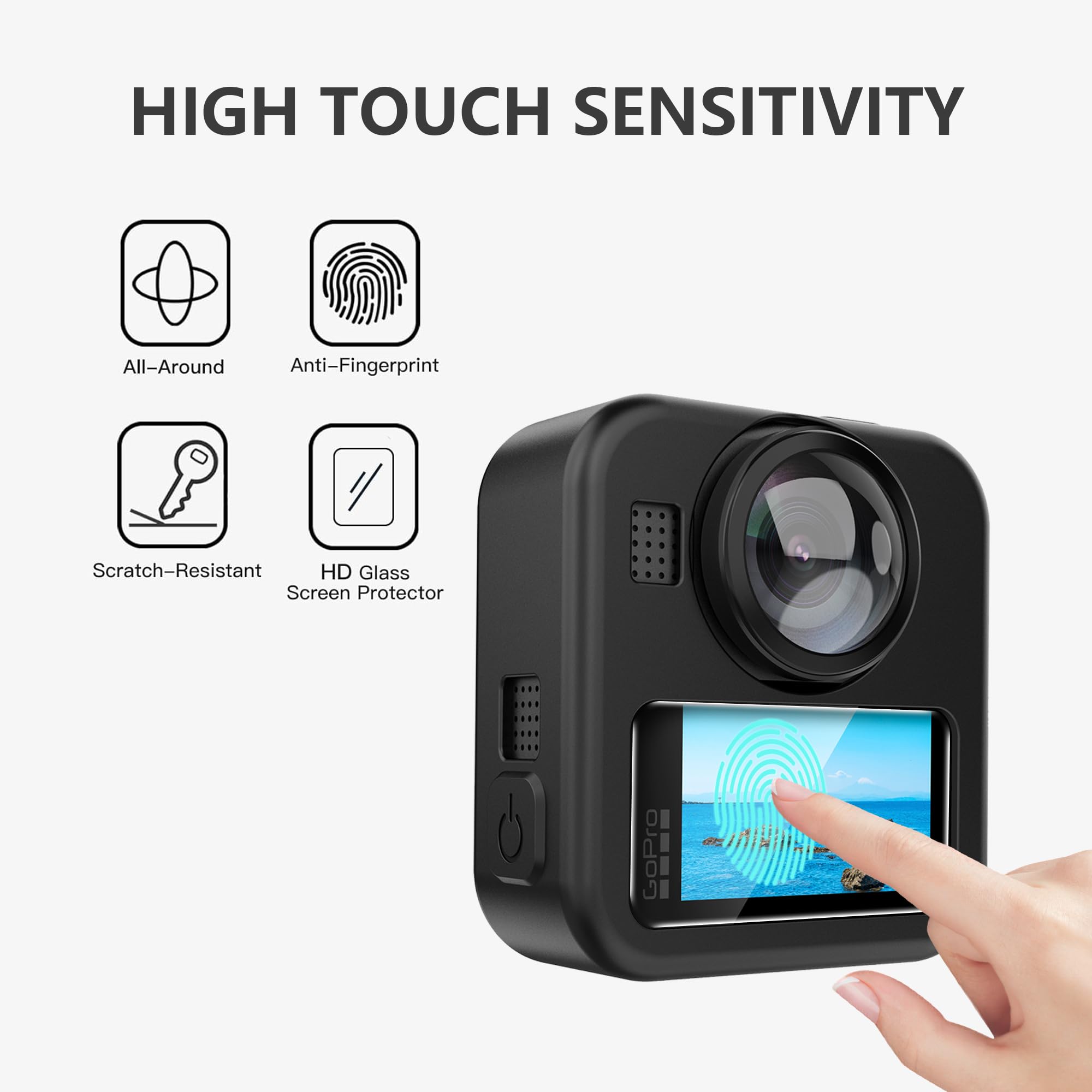 Lemxiee Coque pour GoPro MAX2 Case + [3 Pièces] Protecteur d'écran Verre Trempé pour GoPro Max 2 Accessoire