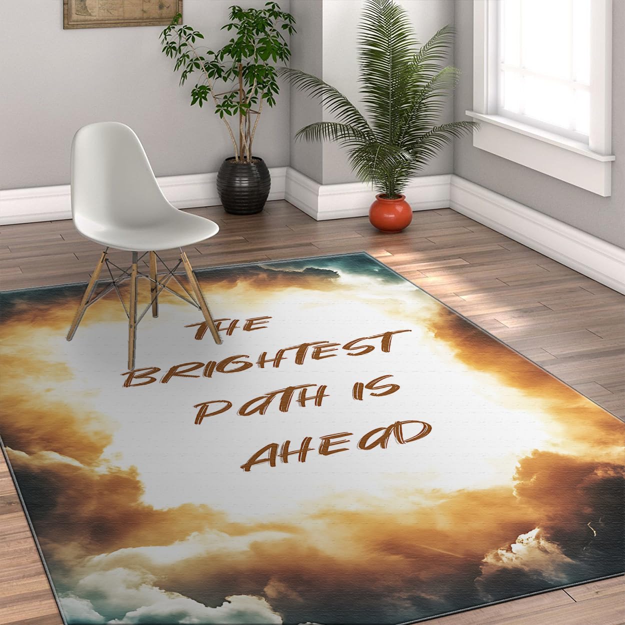 Dywaniki z inspirującymi cytatami, 120 x 200 cm, puszyste chmury, dywan do salonu, sypialni, biura, zmywalne, miękkie maty podłogowe z niskim runem