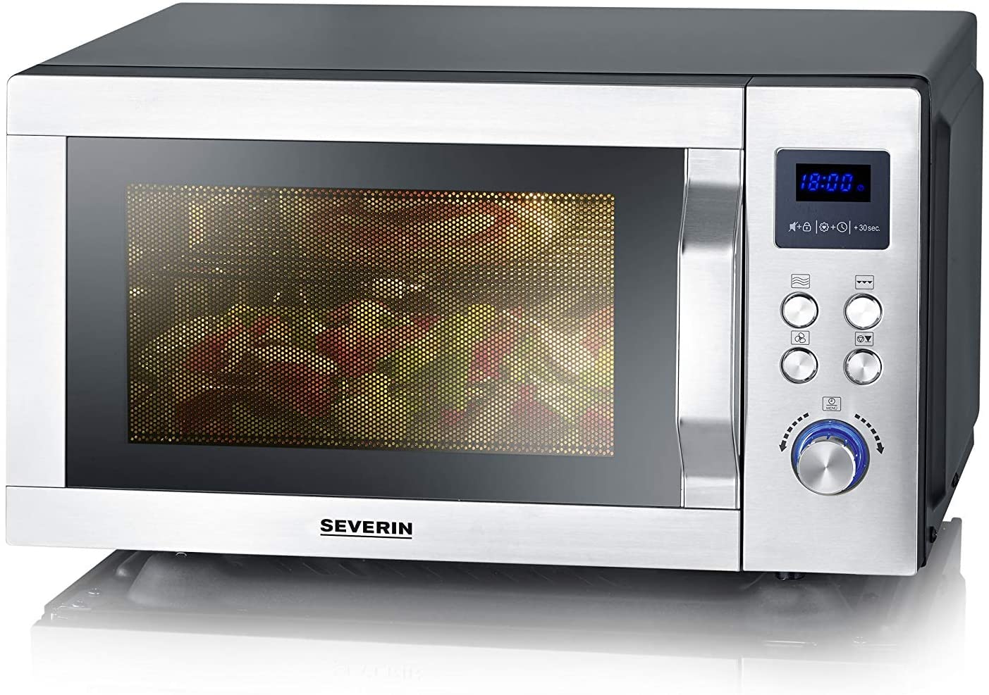 SEVERIN 7758 3-in-1 Mikrowelle mit Keramikboden, Edelstahl 