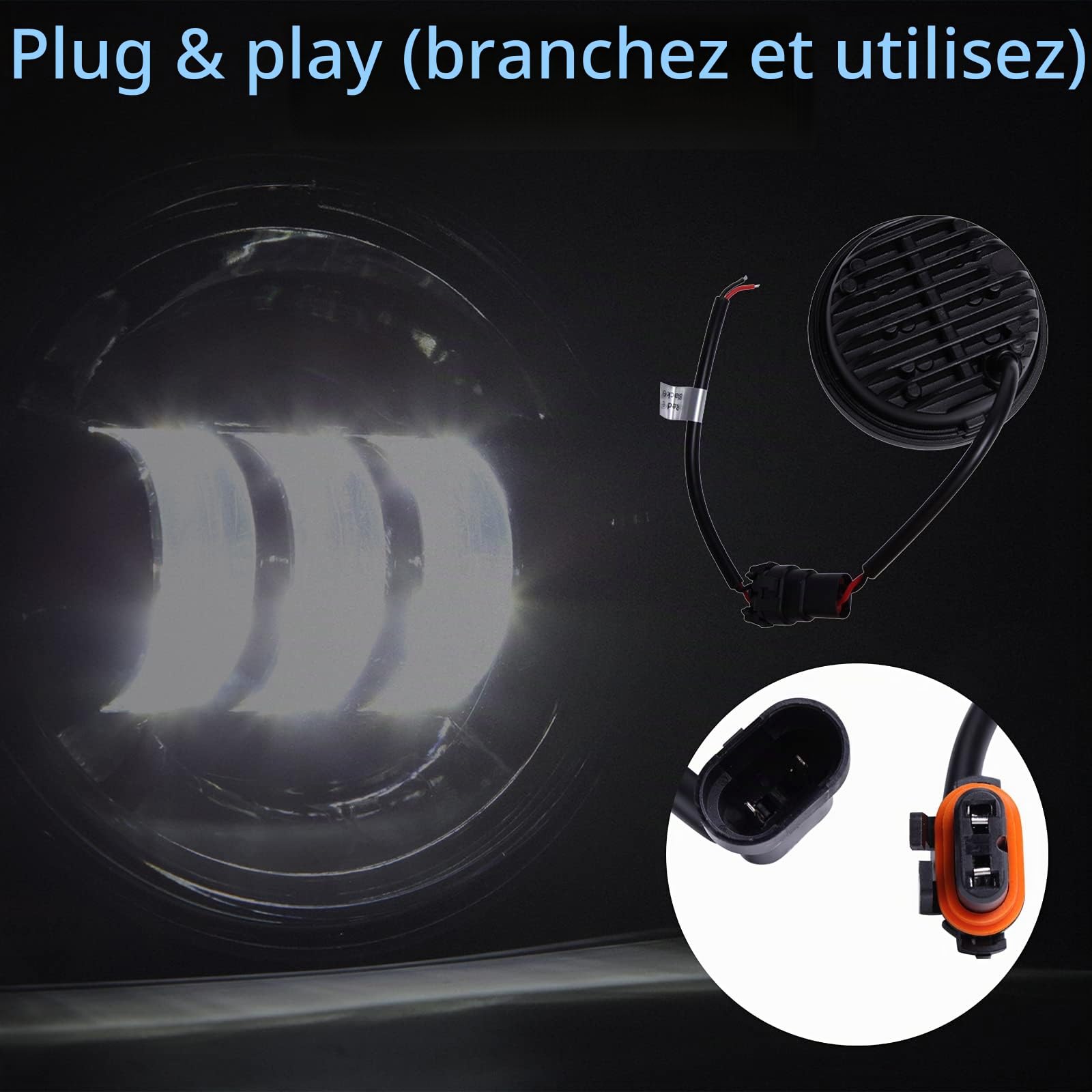 JMTBNO 2 pièces 4.5 Pouces Antibrouillard 30W LED Moto Lumière Lampe de Conduite Auxiliaire Compatible avec Harley Touring Road King Street Glide Road Glide Electra Glide Ultra Limited