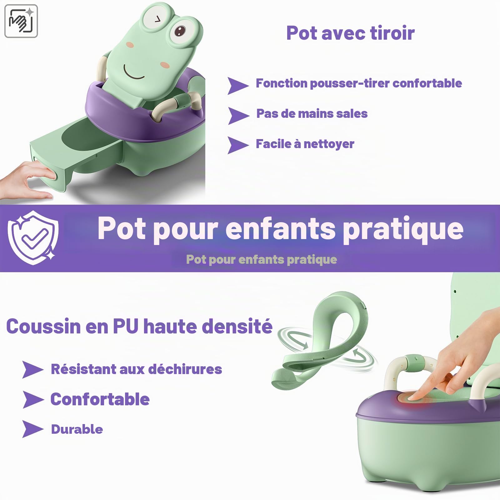 LZQ Pot de toilette Baby Potty pour enfant à partir de 1 an, avec poignée et fonction antidérapante, pot ergonomique pour enfant à partir de 1 an (Vert, type A)