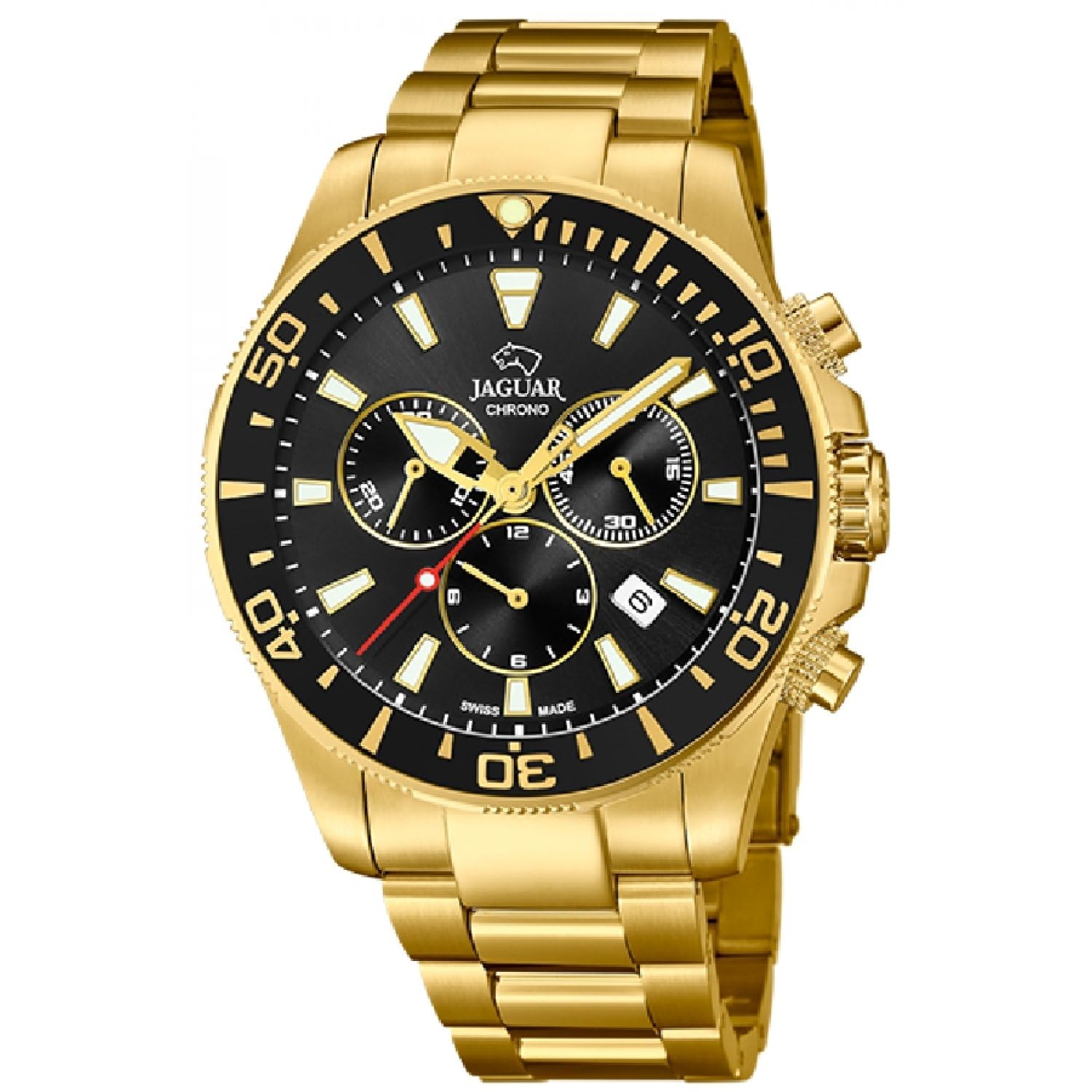 JAGUAR Men's Watch Chronograph Quartz Swiss Made Steel Gold J864/3