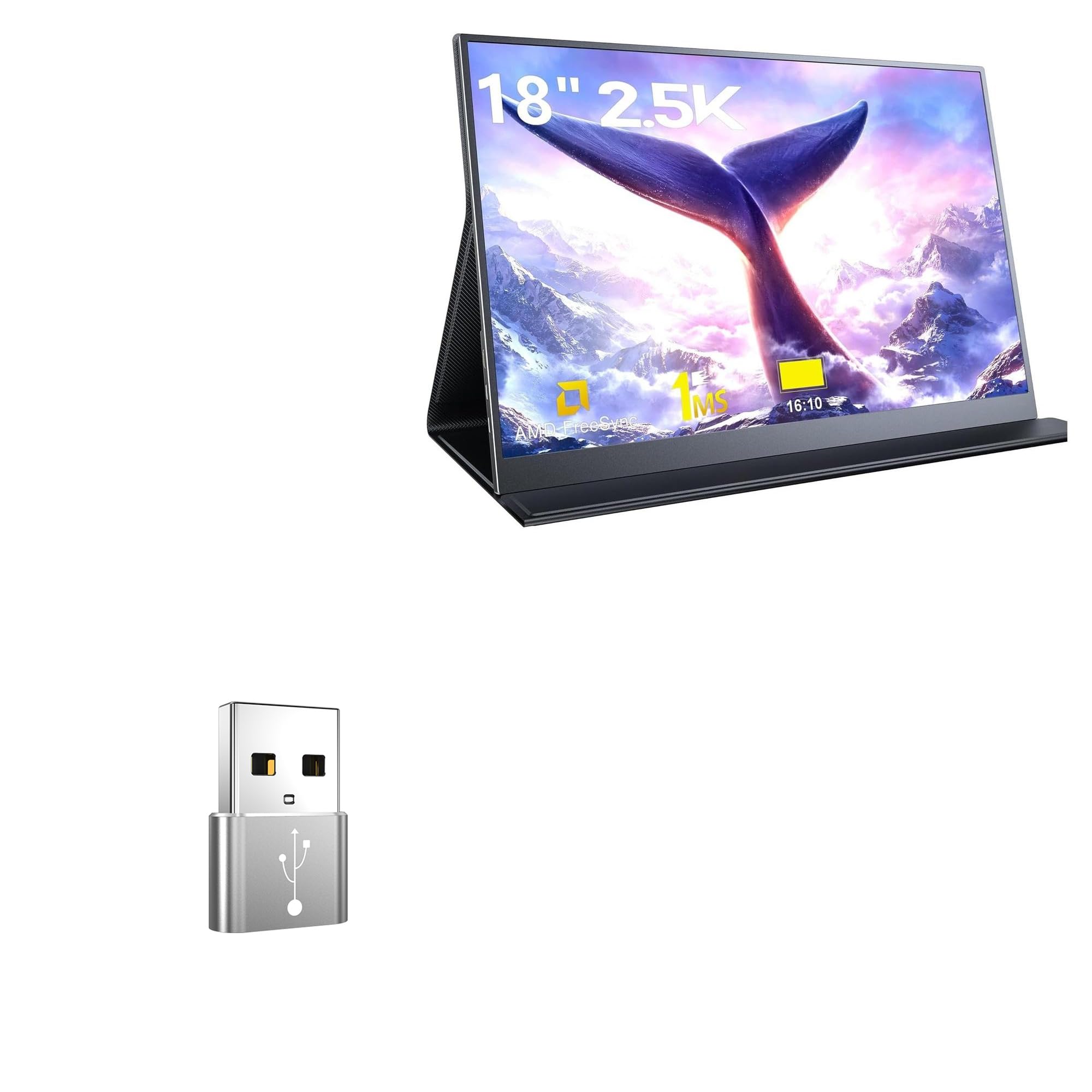 BoxWave Adapter Compatible with MAGICRAVEN 2.5K Gaming Monitor QXGA Wide (18 in) - USB-A to C PortChanger (5-Pack), USB Type-C OTG USB-A Convert Charging Data - Metallic Silver