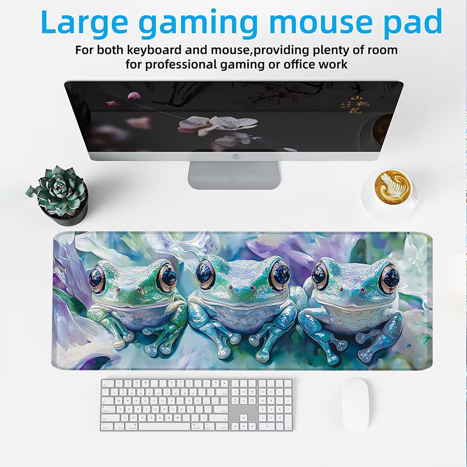 Tapis de Souris XXL 1500x800mm Desk Mat, Large Tapis de Bureau Multifonctionnel et Etendu, Protection Bureau avec Base Anti-Dérapage, pour Tous Types de Souris Gaming - Animaux Grenouilles C0P-723