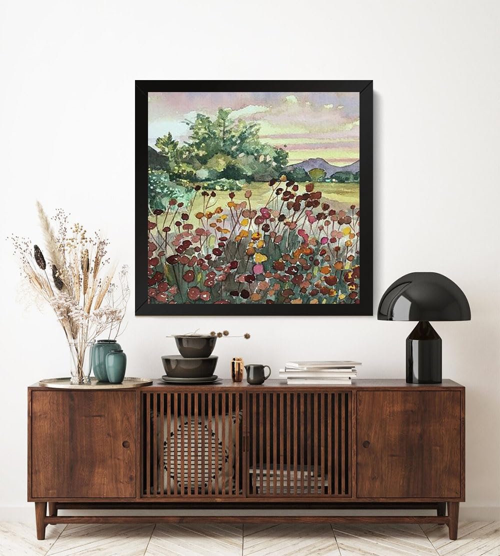 GADGETS WRAP Printed Photo Frame Matte Painting for Home Office Studio Living Room Decoration (17x17inch Black Framed) - Peter Strauss Ranch Seed Heads Print