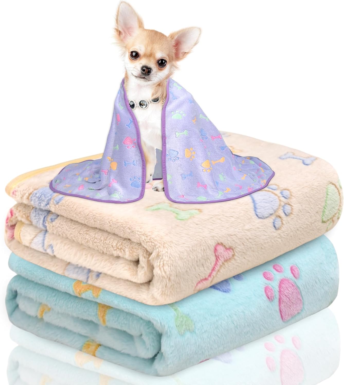 KOGSA Dog Blanket for Small Dogs,3 Pack Dog Cat Blankets