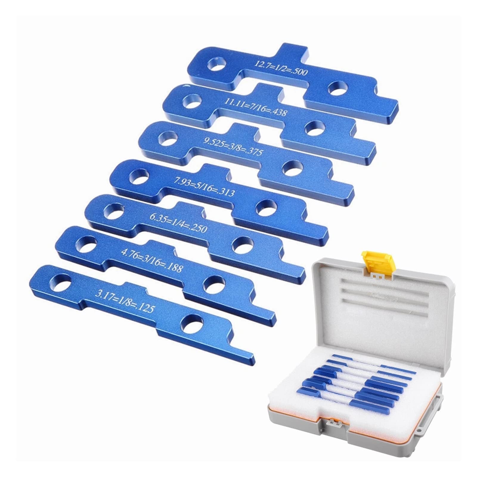CVFRDD Gauge Block Set 7Pcs Precision Router Saw Table Setup Bars Depth Test Distance Aluminum Alloy Set Up Bar Woodworking Measuring Block