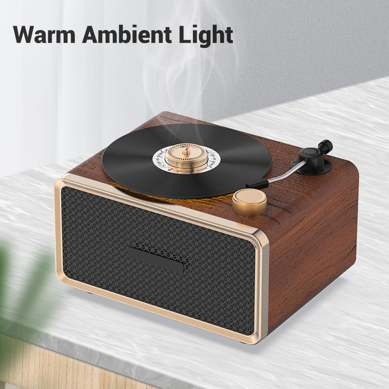 Retro Głośnik Bluetooth, Drewniany Dźwięk Ciepłe żółte światło Przenośny Głośnik Bluetooth Szybkie ładowanie Przenośny Głośnik w Stylu Vintage do Domowej Sypialni na Zewnątrz