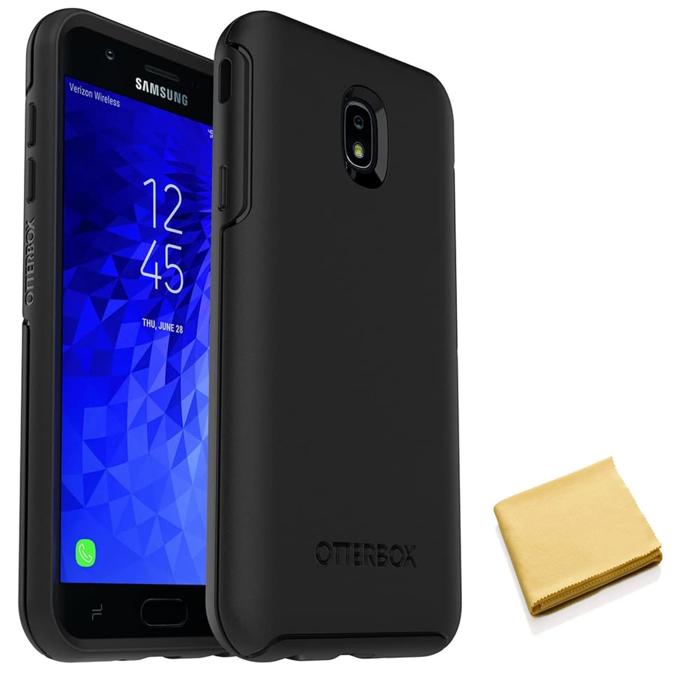 Coque Galaxy J7 2018 OtterBox Symmetry solide noire avec chiffon - 8