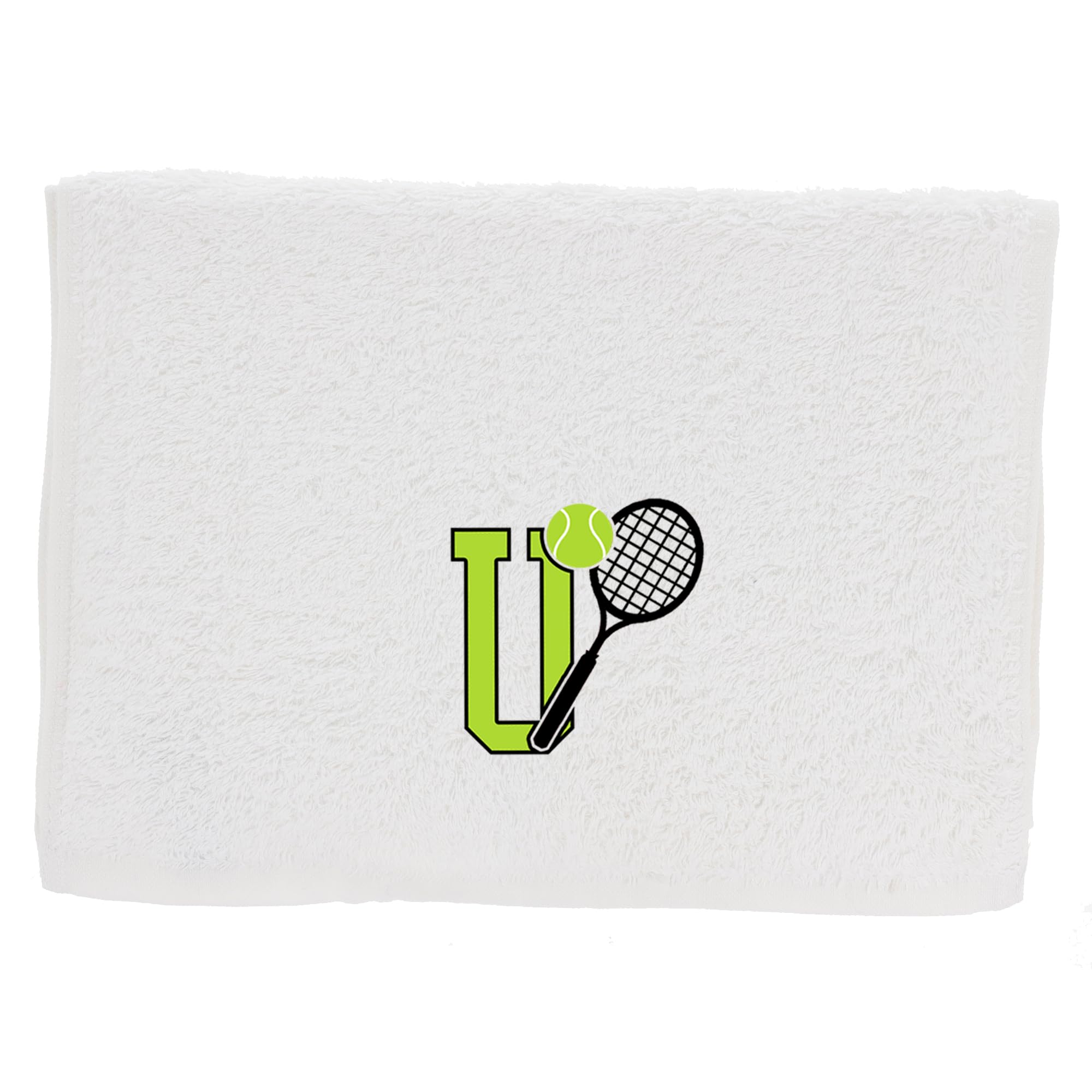 Always Looking Good Tennis Towel with Monogrammed Embroidery Initial Gift for Men & Women, Training Accessory Gift, Gym Towel Present for Tennis Players Birthday, Retirement, Christmas - White, U