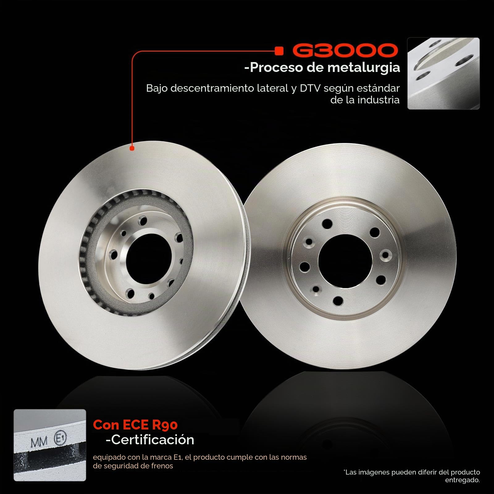 Frankberg 2 discos de freno delanteros ventilados de ⌀304 mm 4249A3 | Compatible con: Grandland X A18 P1UO, 508 SW Box/Combi 8E, 308 II L3 LB LH LP LW, 3008 Van MC MJ MR, Caja de socio/MPV K9