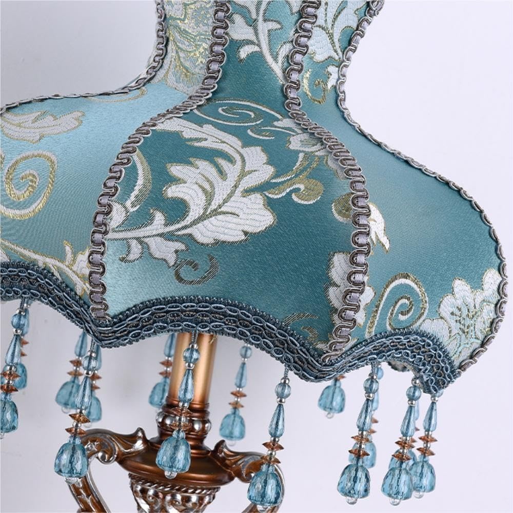 Lampada da tavolo vintage europea, luce notturna ambientale sul | Vintage europeo, base in resina, paralume in tessuto, dipinto a mano, luce ambientale