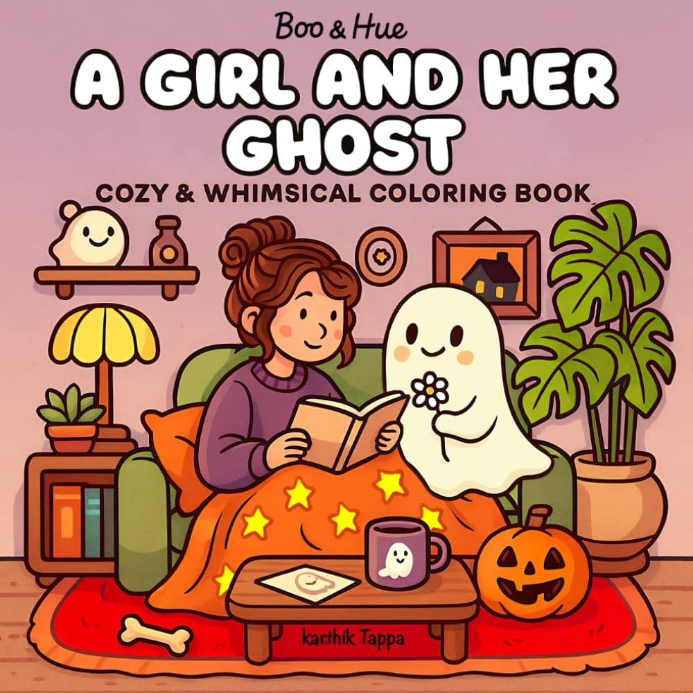 Boo & Hue: A Girl and Her Ghost: A Cozy & Whimsical Coloring Book for Adults & Teens: Featuring Whimsical Scenes of Friendship, Everyday Adventures, ... Halloween Coloring Series for All Ages!)