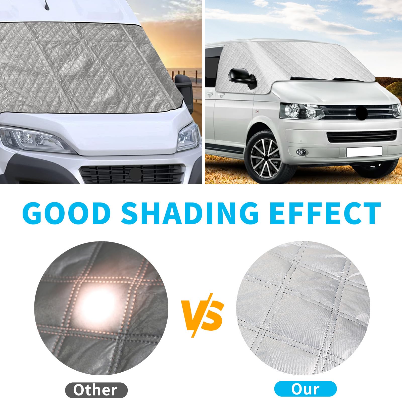 Tenda parasole per parabrezza per VW T5 2003-2015, parasole esterno riflettente a 5 strati, copertura protettiva anti-UV/antigelo/antighiaccio/antipolvere per VW T5 2003-2015