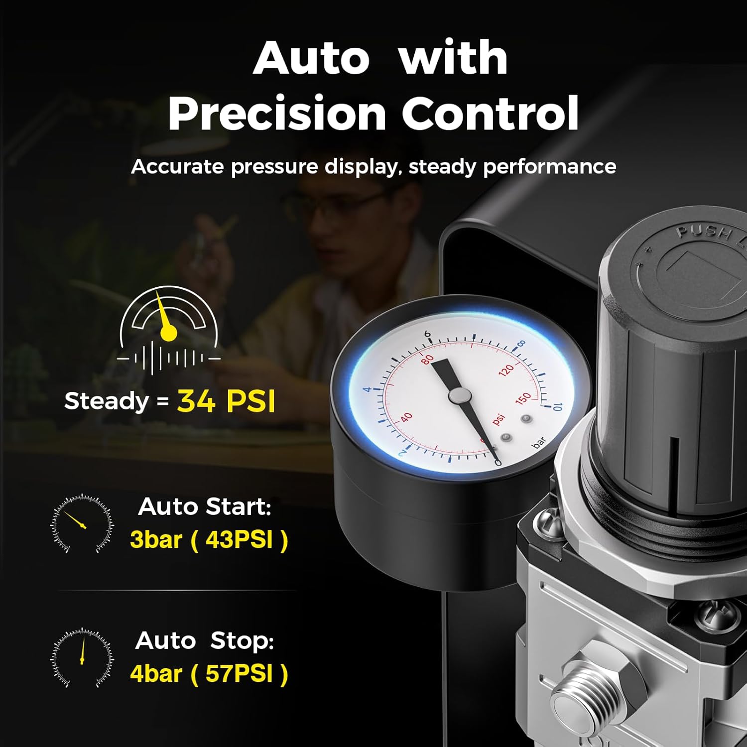 Airbrush Kit With Compressor - 1/5 HP Quiet Air Compressor With 2 Dual-Action Airbrush - 0.2,0.3 & 0.8mm Nozzles & 6 Paint Colors, Air brush Painting Set for Gift Crafts & Model Painting