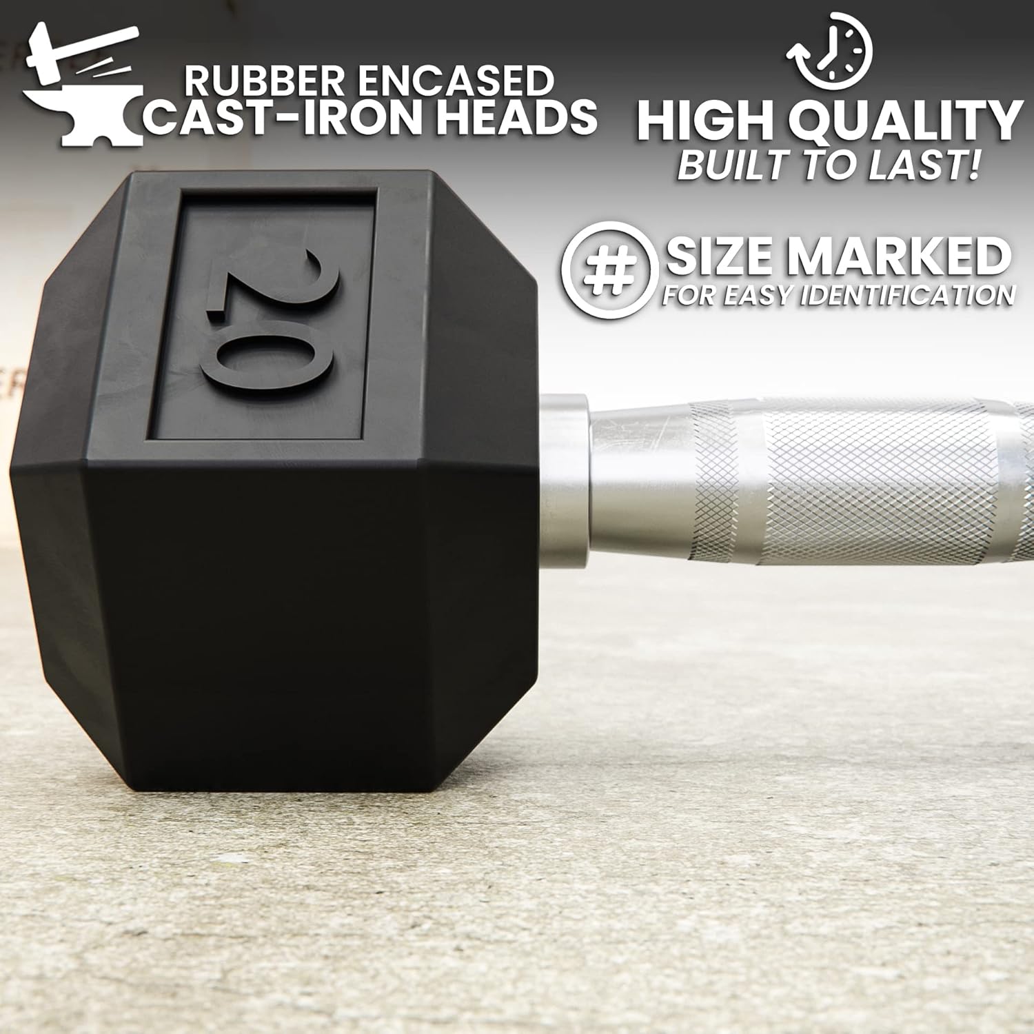 Synergee Rubber Encased Hex Dumbbells with Chrome Handle. All Purpose Weights for Strength & Conditioning Training. Available Size From 2.5 lbs to 50 lbs.