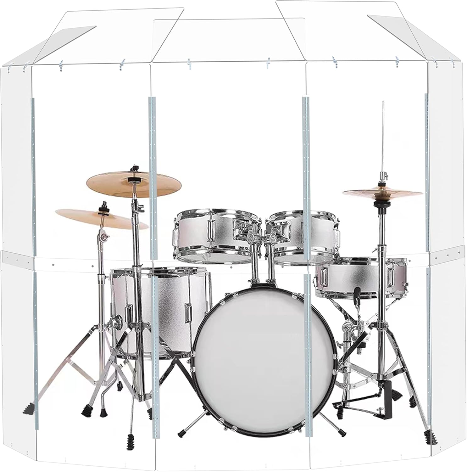 Drum Shield | Converts to 2ftx6ft. Full-Length Stainless Steel Hinges. Drum Cage for Home, Church, Practice & Performances (5 panels with deflectors). Drum Shield | Converts to 2ftx6ft. Full-Length Stainless Steel Hinges. Drum Cage for Home, Church, Practice & Performances (5 panels with deflectors).