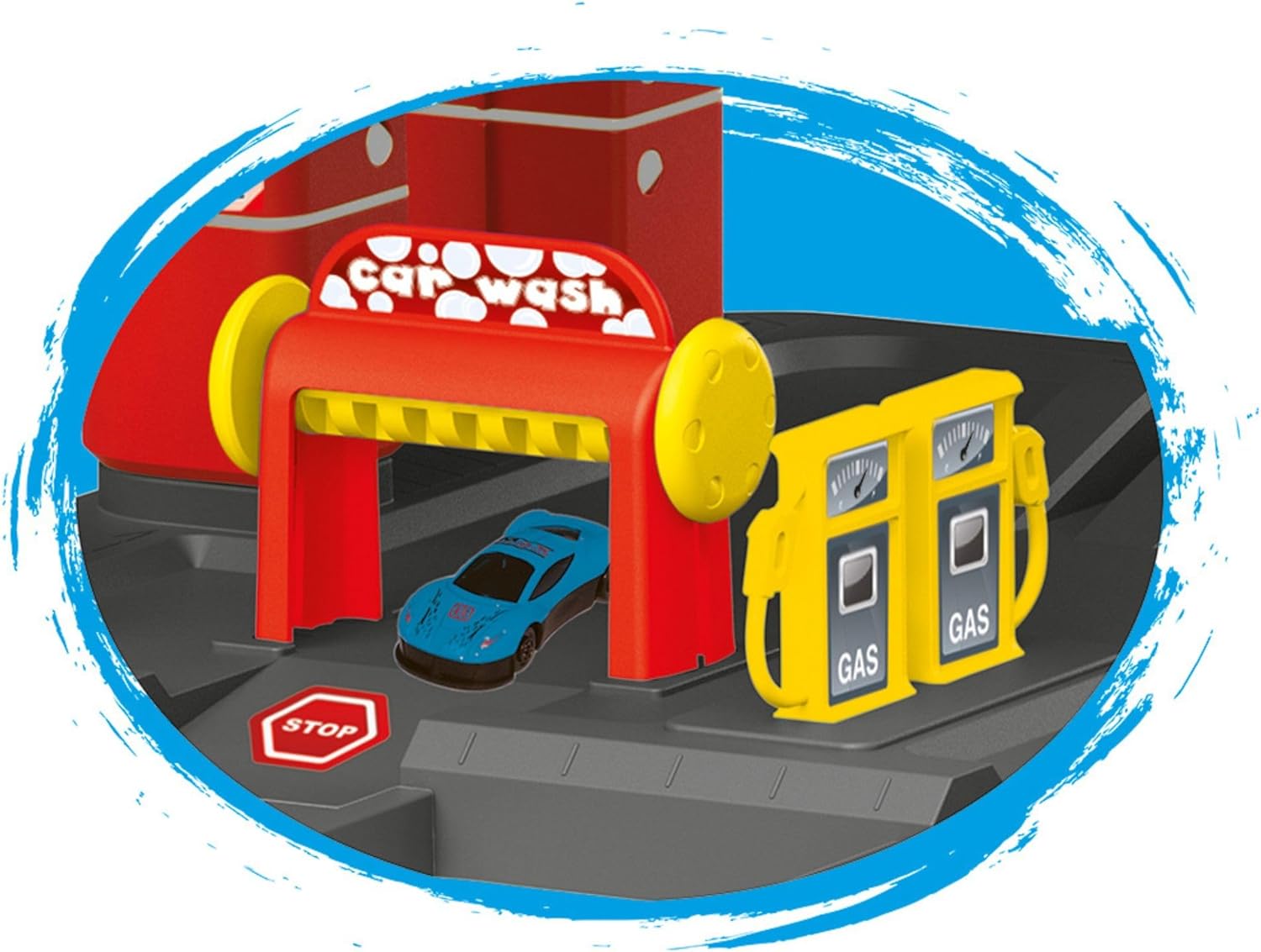 DOLU Full 3-Storey Car Park, Multi-Level Toy Garage Playset with Elevator, Ramps Track and 2 Metal Cars for Kids and Toddlers Ages 3+