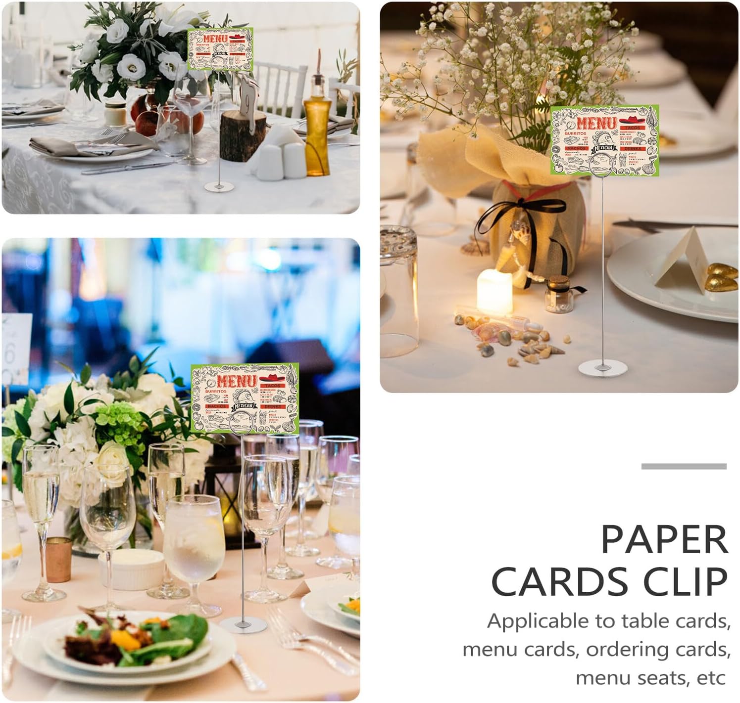 5pcs 12-inch Stainless Steel Wedding Table Number Holders Sturdy Hotel Table Cards Stand Memos Clip Menu Sign Display for Events and Restaurants