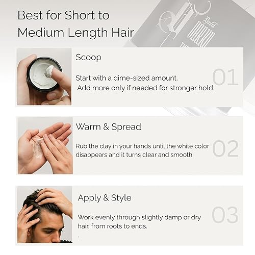 Miniatura 4 de David Darko Arcilla para el cabello para hombres  Acabado mate 100% natural  Fijación media, fácil de lavar  Arcilla texturizadora y estilizadora